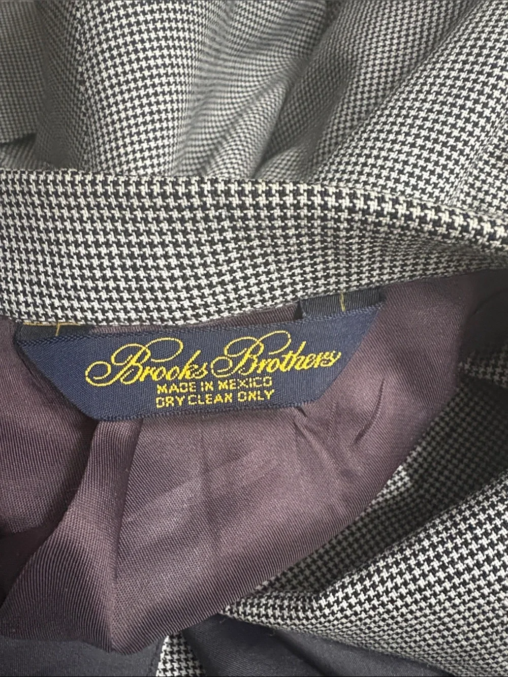 BROOKS BROTHERS 100% Worsted Wool Gray Houndstooth Two-Button Blazer 42R -- WOW!